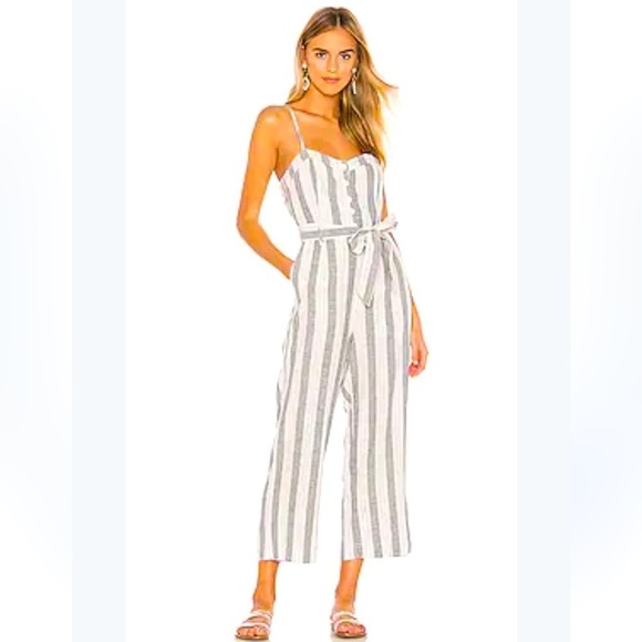 RAILS Harper Jumpsuit in Laguna Stripe adjustable straps removable belt EUC - Picture 1 of 9